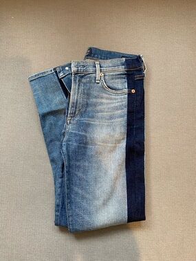 Citizens Of Humanity Two-Tone Skinny Jeans in Light and Dark Blue